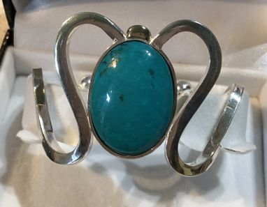 Bespoke handmade Turquoise silver bangle