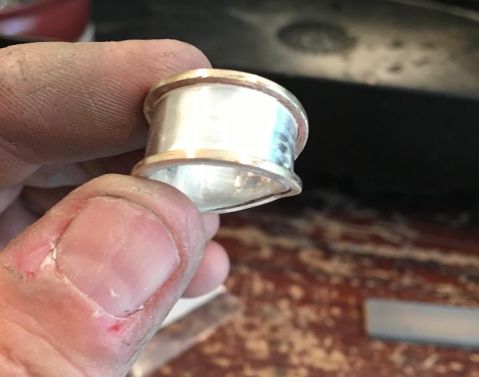 Handmade star sapphire silver and 9ct gold ring