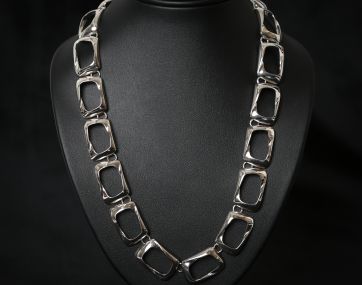 Heavy Silver square linked necklace