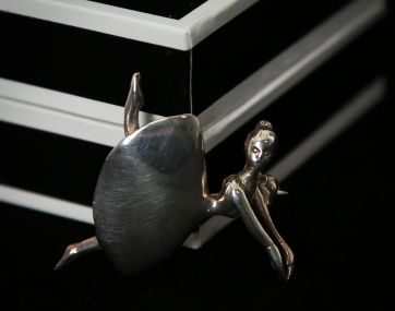 Silver `ballerina` brooch