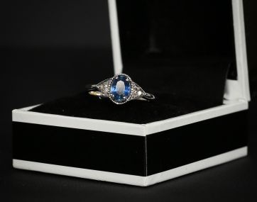 9 carat white gold Sapphire and Diamond ring