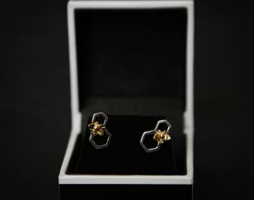 Silver Bee stud earrings