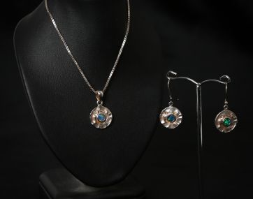 Opal set Silver earrings and necklace